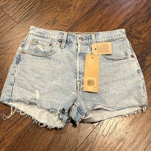 Levi’s light blue distressed denim 501 shorts